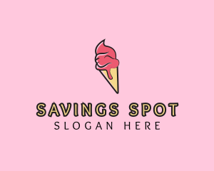 Melting Ice Cream Cone  logo design