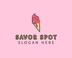 Melting Ice Cream Cone  logo design