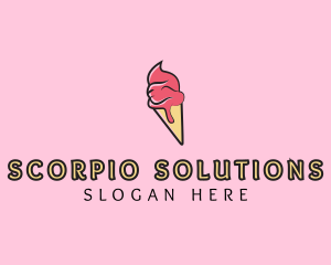 Melting Ice Cream Cone  logo design