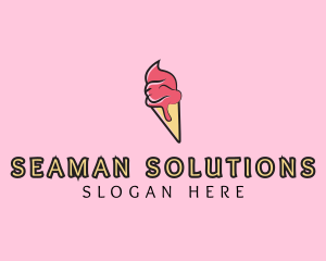 Melting Ice Cream Cone  logo design