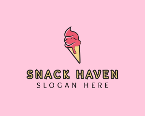 Melting Ice Cream Cone  logo design