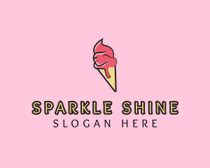 Melting Ice Cream Cone  logo design