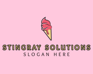 Melting Ice Cream Cone  logo design