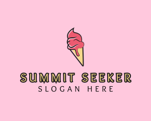 Melting Ice Cream Cone  logo design