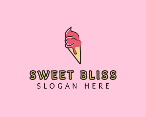 Melting Ice Cream Cone  logo design