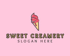 Creamery - Melting Ice Cream Cone logo design