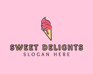 Melting Ice Cream Cone  logo design