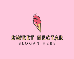 Melting Ice Cream Cone  logo design