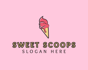 Ice Cream - Melting Ice Cream Cone logo design