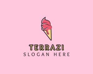 Melting Ice Cream Cone  logo design