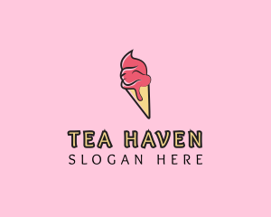 Melting Ice Cream Cone  logo design