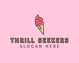 Melting Ice Cream Cone  logo design