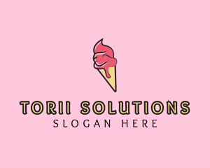 Melting Ice Cream Cone  logo design