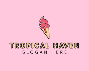 Melting Ice Cream Cone  logo design