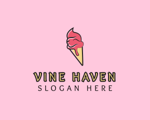 Melting Ice Cream Cone  logo design