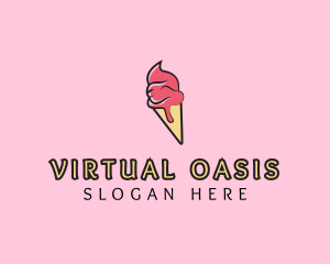 Melting Ice Cream Cone  logo design