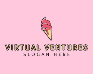 Melting Ice Cream Cone  logo design