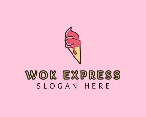 Melting Ice Cream Cone  logo design