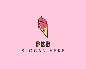 Melting Ice Cream Cone  logo design