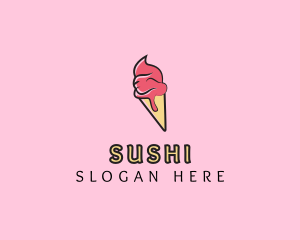 Melting Ice Cream Cone  logo design