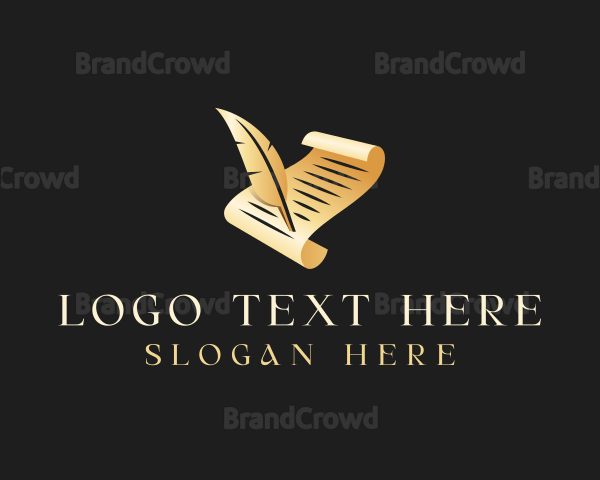 Legal Scroll Feather Quill Logo