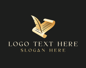 Composing - Legal Scroll Feather Quill logo design
