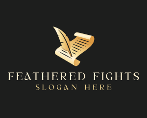 Legal Scroll Feather Quill logo design