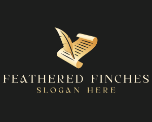 Legal Scroll Feather Quill logo design