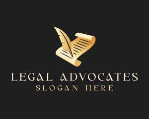 Legal Scroll Feather Quill logo design