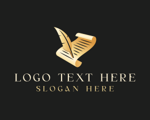 Notary - Legal Scroll Feather Quill logo design