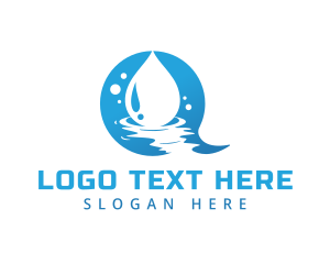 Blue - Water Drop Letter Q logo design