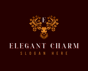 Elegant Floral Deer logo design