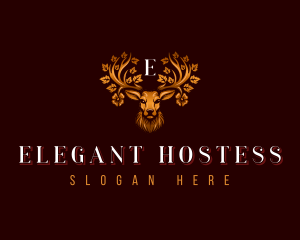 Elegant Floral Deer logo design