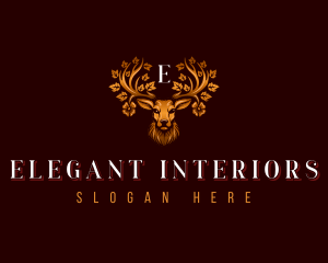 Elegant Floral Deer logo design