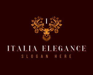 Elegant Floral Deer logo design