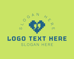 Web - Pixel Heart Quote logo design