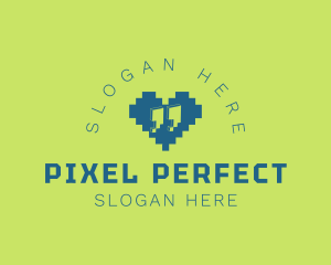 Pixel Heart Quote logo design