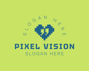 Pixel Heart Quote logo design