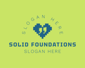 Video Game - Pixel Heart Quote logo design