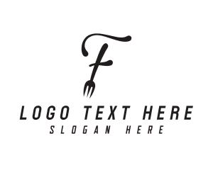 Utensil - Diner Fork Letter F logo design