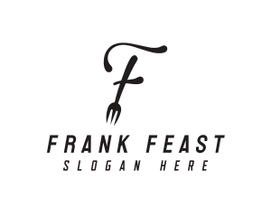 Diner Fork Letter F logo design