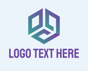 Hexagon - Purple Green Cube logo design