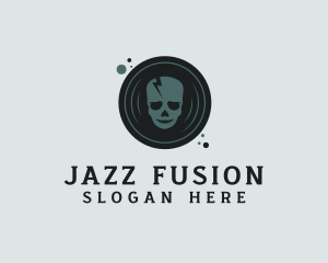 Jazz - Skull Music Vinyl Disc logo design