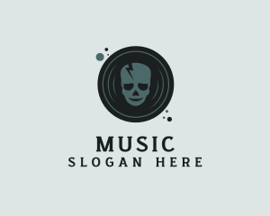 Skull Music Vinyl Disc  logo design