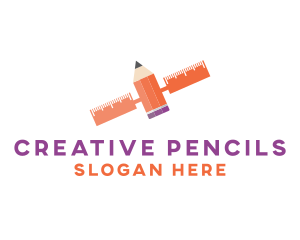 Satellite Pencil Ruler logo design