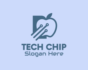 Chipset - Blue Circuit Apple logo design