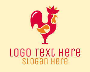 Orange Bird - Red Chicken Rooster logo design