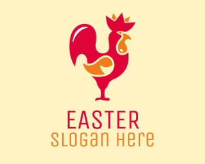 Orange Bird - Red Chicken Rooster logo design