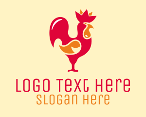 Red - Red Chicken Rooster logo design