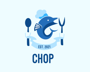 Sea Creature - Nautical Dolphin Chef logo design